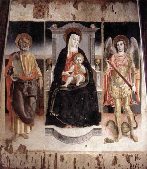 Lorenzo Veneziano Madonna Enthroned with the Infant Christ, St Peter and St Michael